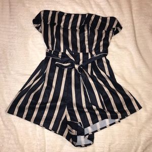 Striped blue and white romper